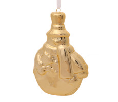 Новогоднее подвесное украшение золотой снеговичок из долом.керамике 9*6*1,5см